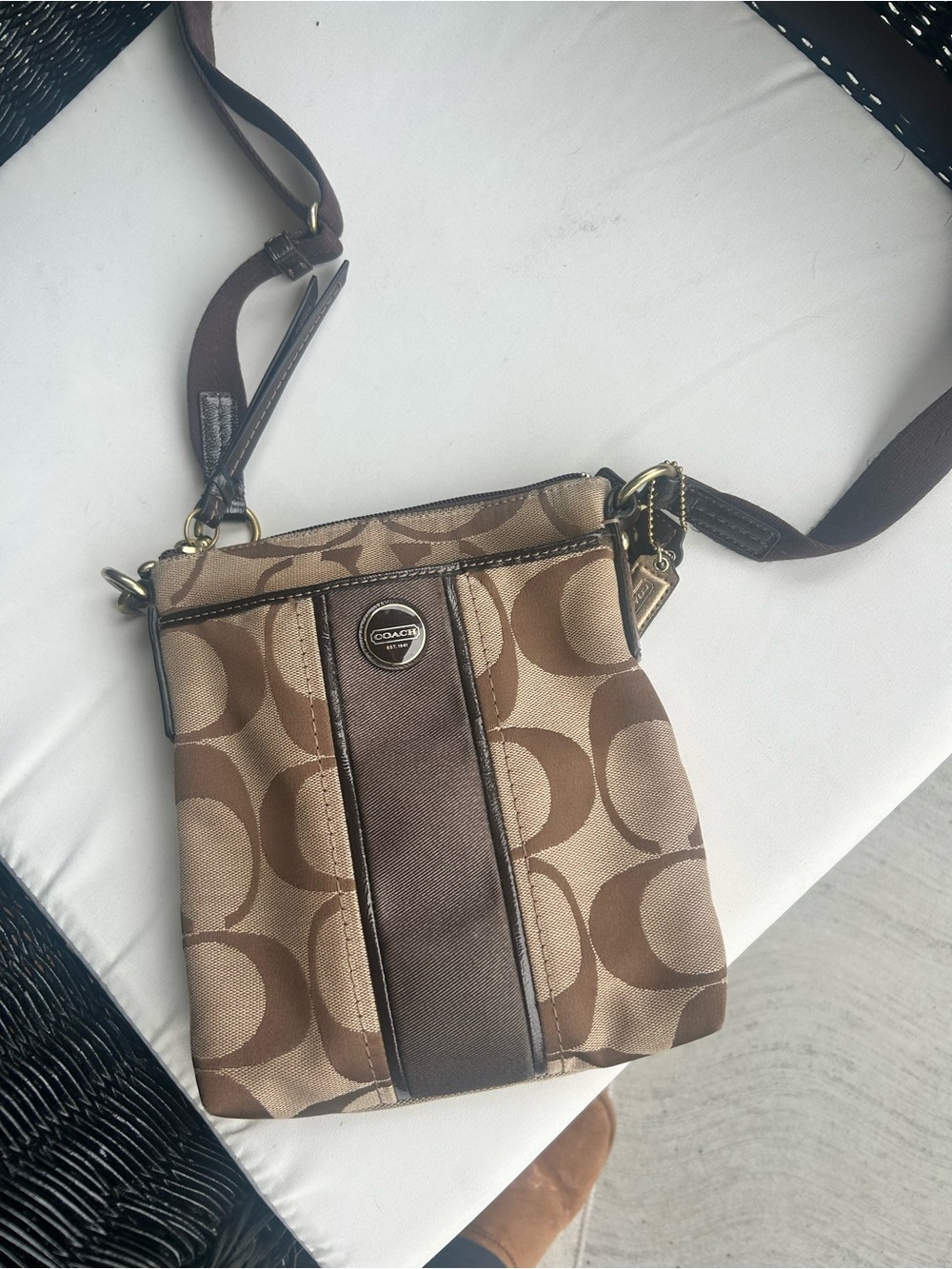 Coach Brown and Tan Signature C Crossbody Bag